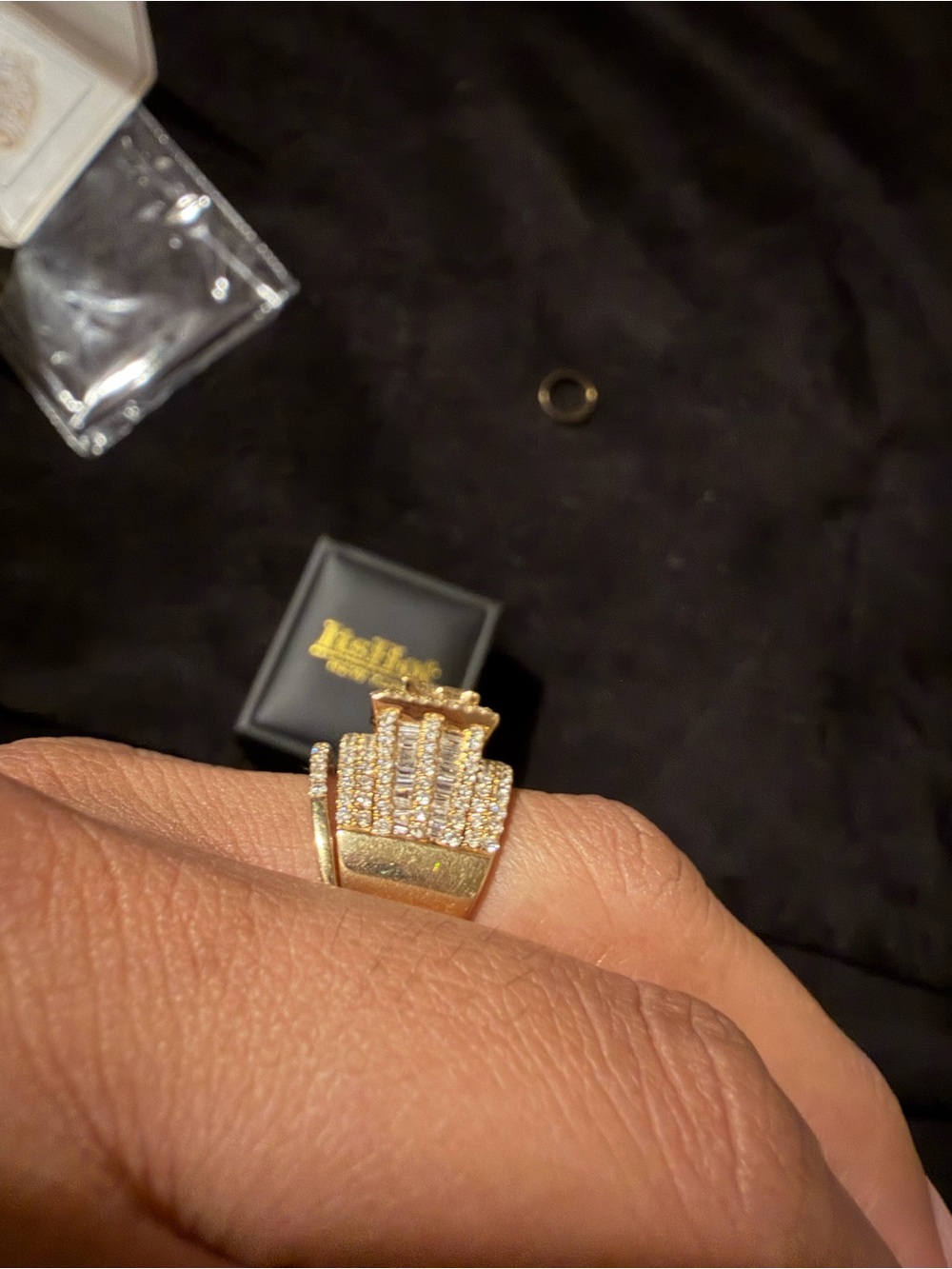 Multi Row Round & Princess Cut Diamond Engagement Ring Set 14K Yellow Gold 3.5CT - Picture 3 of 12